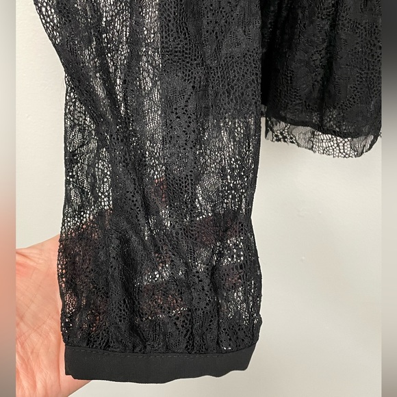 {Zara} sheer black lace blouse Women's size M kp - Picture 3 of 5